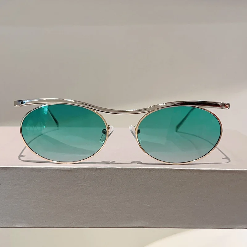 Vintage Kleine Runde Legierungs-Steampunk-Sonnenbrille für Männer Neue Mode Gradient Gothic Punk Sonnenbrille für Frauen Trendige Fahrbrille – Detail 5