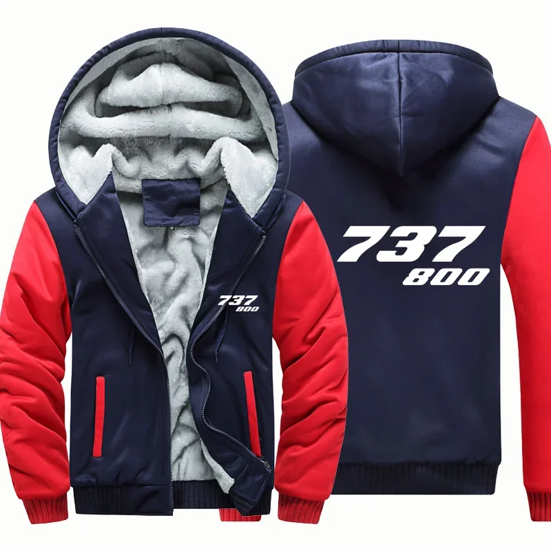 737-800 الطيران الطيران الصوف الدافئة الصوف الرجال معطف جاكيتات الخريف الشتاء سستة مقنعين سميكة هوديس بلوزات #3