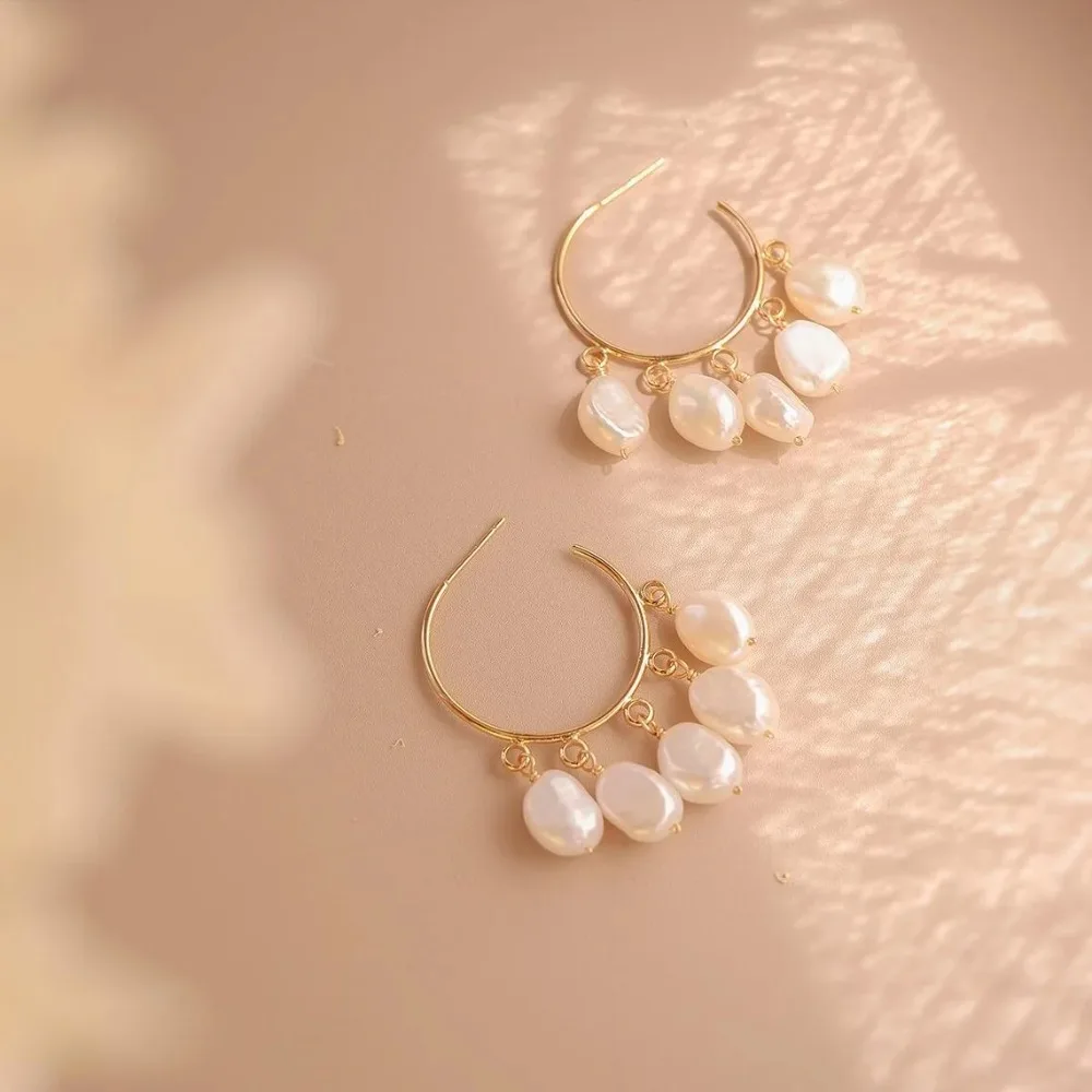 

Dainashi 6-7mm Baroque 100% Freshwater Pearl Earrings for Women Fashion Pearl Hoop Earrings Jewelry Gift 2025 New Arrivals
