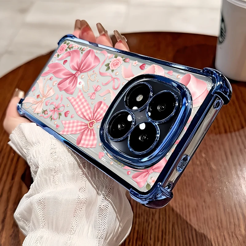 Cute Floral Pink Bow Print Phone Case For Infinix Smart 20 10 Plus 9 8 Pro 7 HD 6 5 Transparent Silicone Anti Scratch Cases Capa