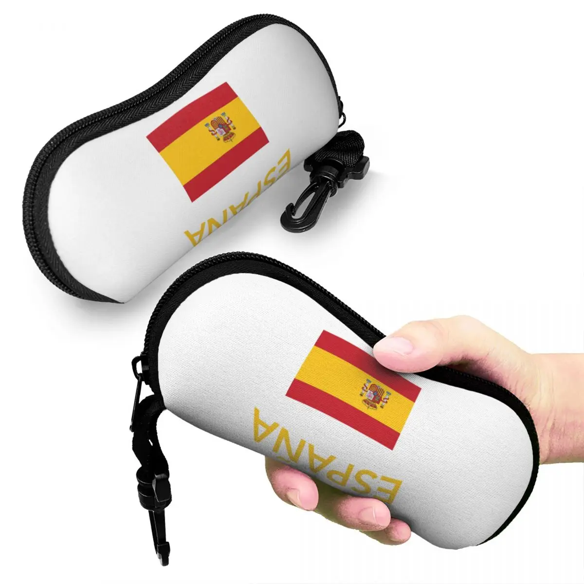 

Spain Spanish Flag Shell Glasses Case Protector Sunglasses Box Women Men Soft Eyeglasses Bag Pouch