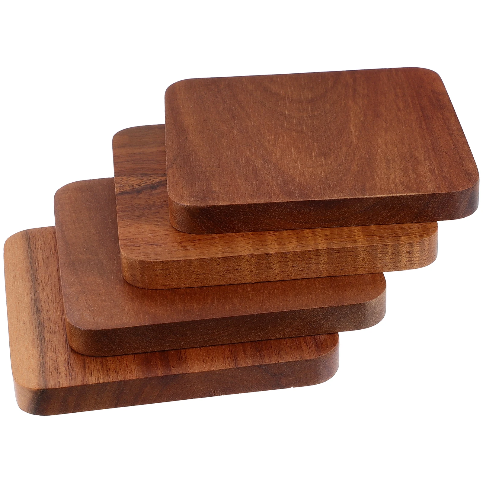 

4 Pcs Wood Coasters Square Round Heat Insulation Non Slip Mats Home Kitchen Protective Pads Table Top Anti Skid Bulk Wood Cup