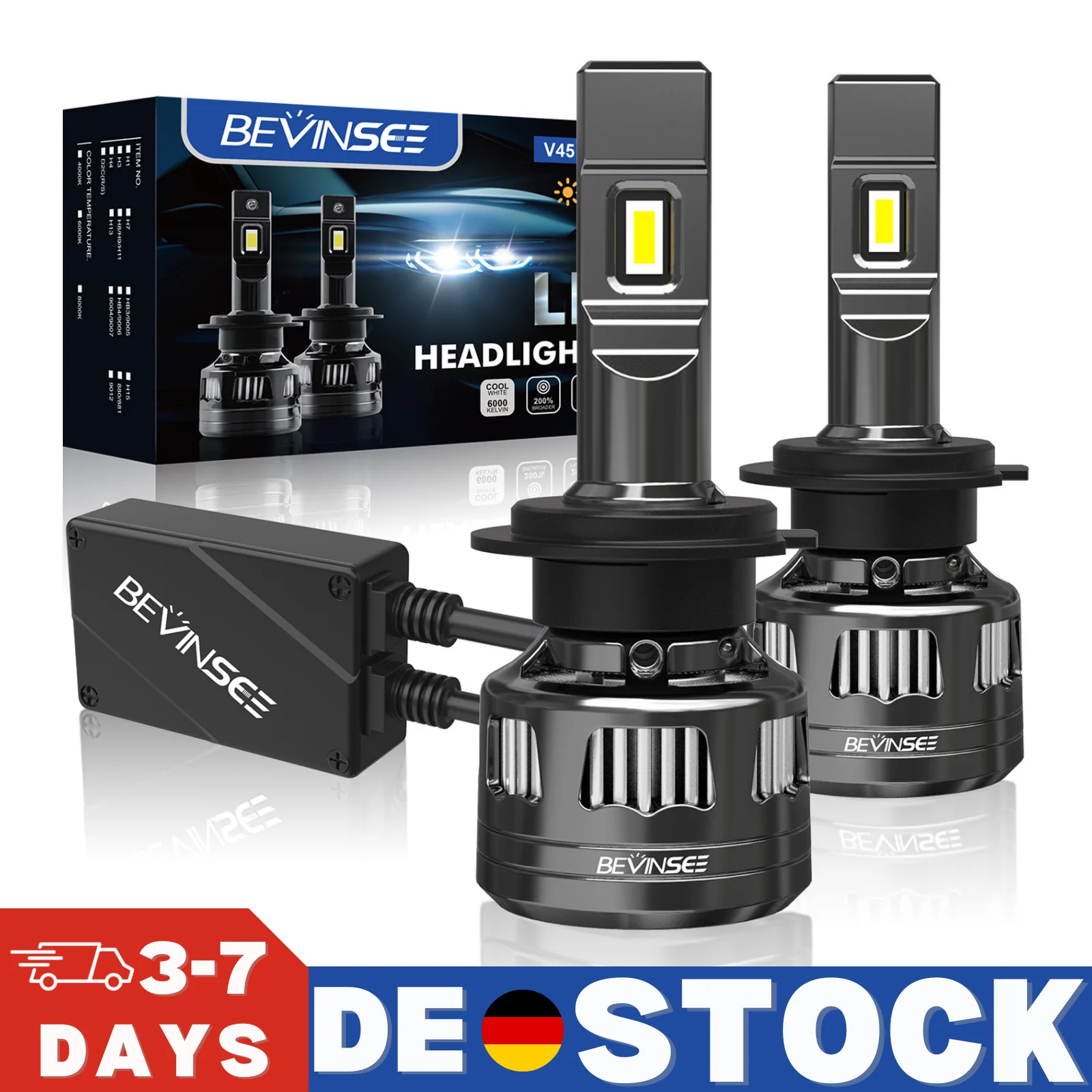 BEVINSEE H7 H1 LED Headlight Bulbs CANBUS 120W 22000LM H4 Hi-Lo Beam H11 H8 H9 9012 HIR2 Super Bright High Power LED Lamp 12V