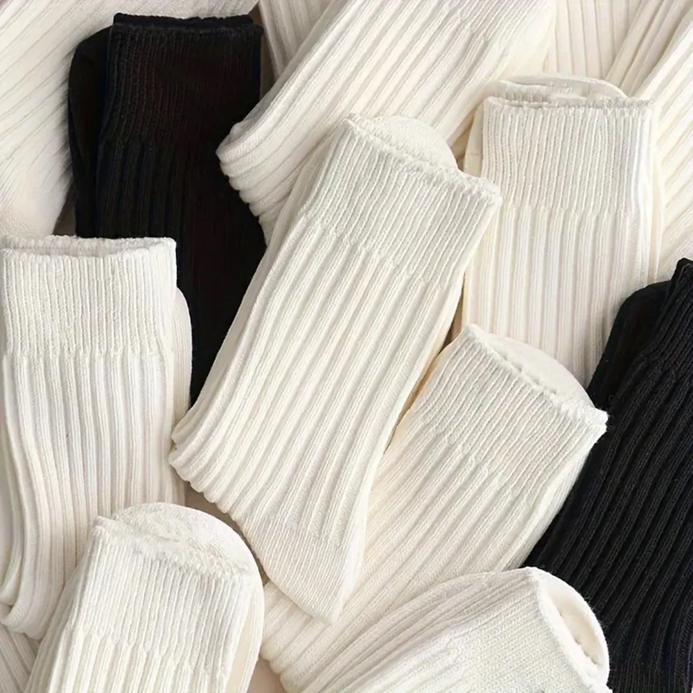 

12 Pairs Solid Color Casual Socks Suitable For Everyday Life