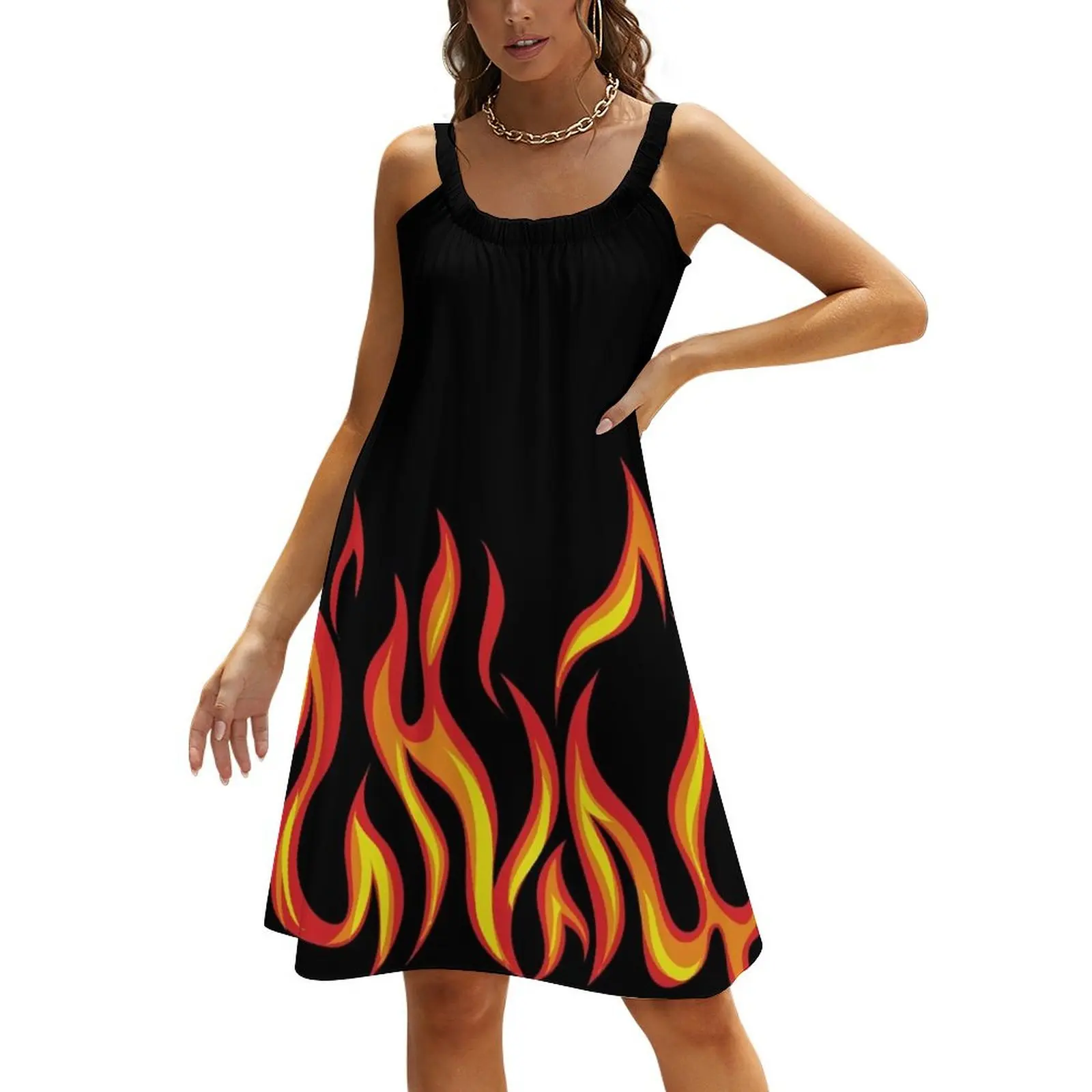 

fire flames Beach Sling Skirt Dresses for wedding party evening dress ladies