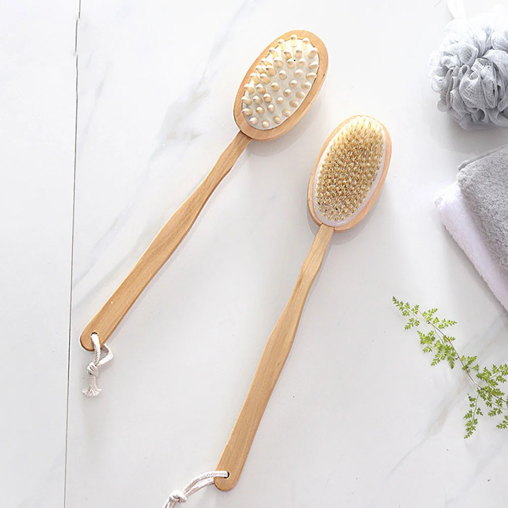 

Exfoliating Brush Back Scraper Man Dry Brushing Body Lotion Applicators for Your Clean Wooden Scrubber Bath