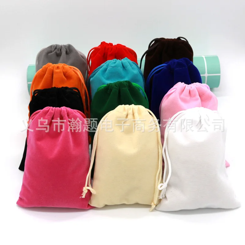 50Pcs/Lot Jewelery Storage Velvet Bag Drawstring Pouch Soft Fabric Package for Wedding Party Gift Large Size Dust Bags Sachet