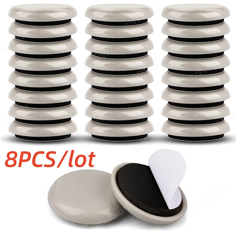 8pcs/lot Round Furniture Gliders Self Adhesive Teflon Sliders Sliding Block Table Chair Leg Mat Floor Protector Mover Pads  ﻿