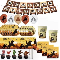 Cowboy Welcome to Wild West Party DisposableTheme Supplies Tableware Set Cup Plate Baby Shower Kids Birthday Party Decora