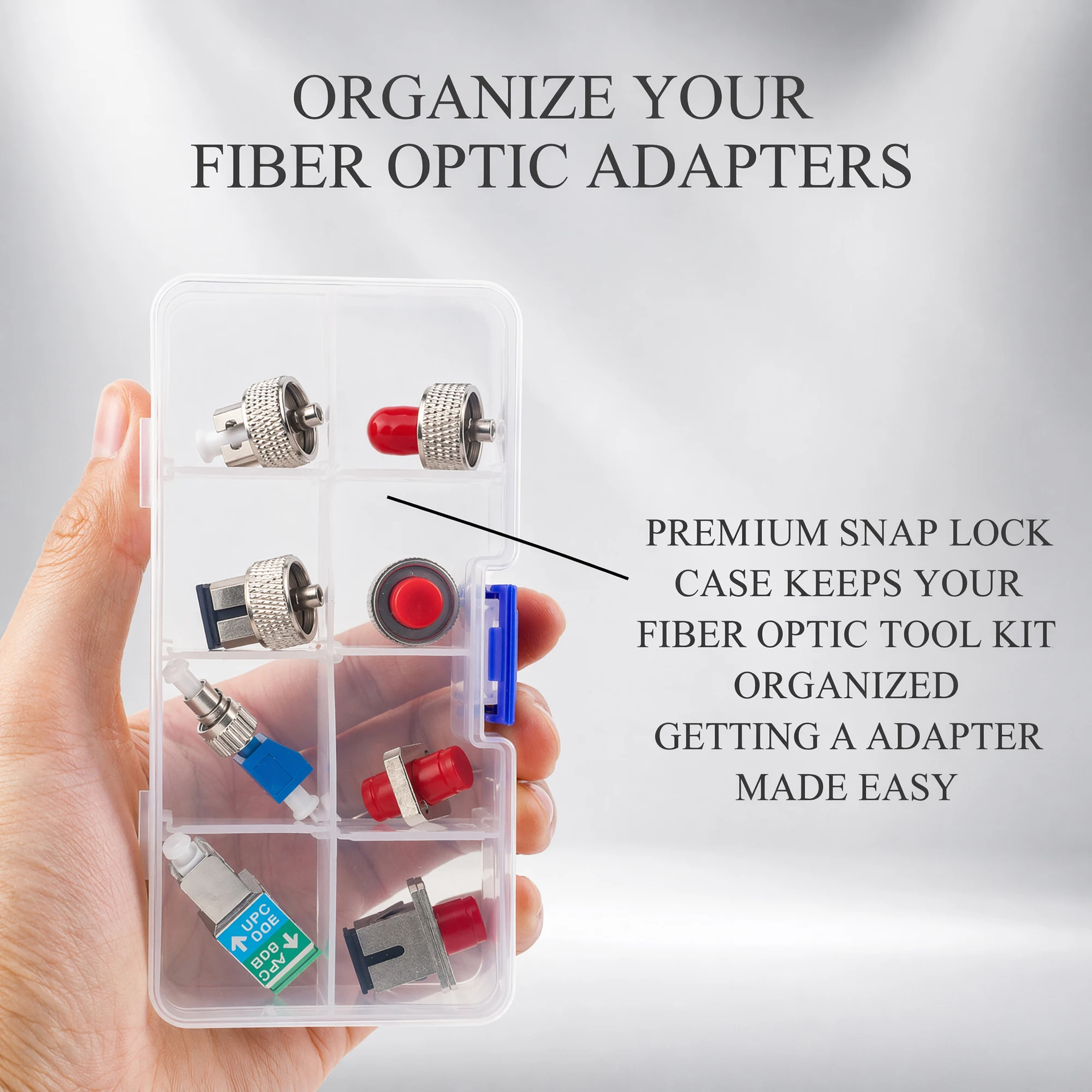 US 8Pcs OTDR SC/FC/ST/LC Adapter Kit Fiber Optic Connectors with Case Low Signal Loss for Reliable OTDR Testing