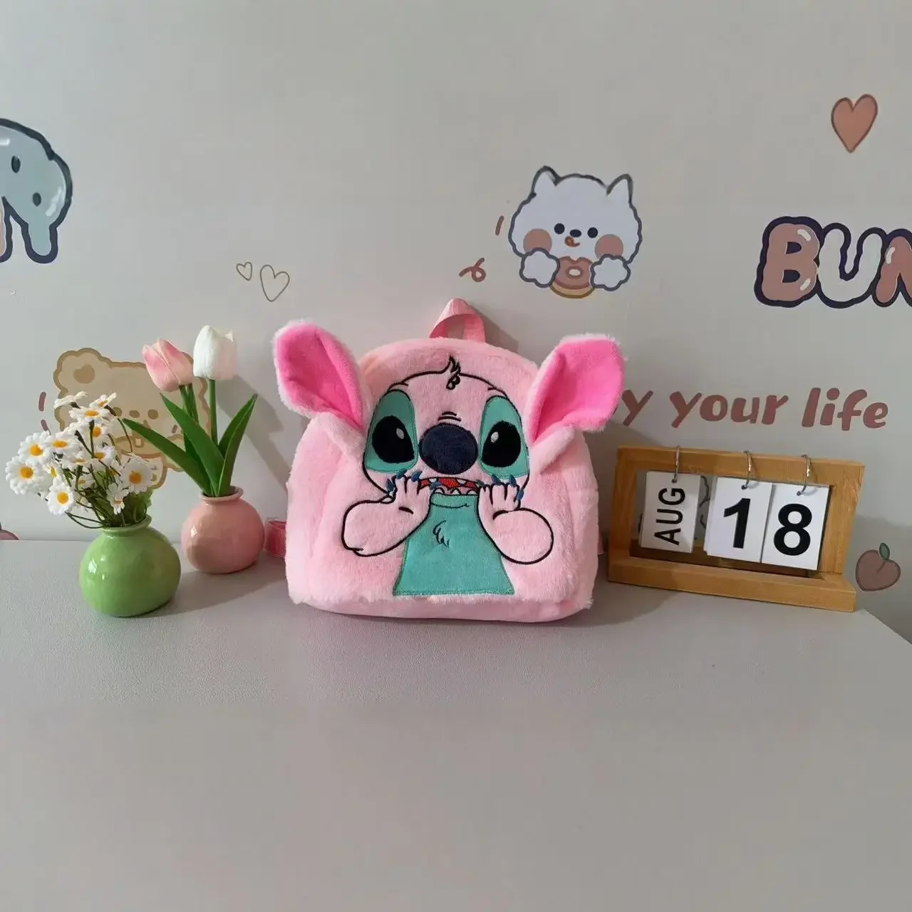 24*22*10 cm Disney Stitch Peluche Nuovo Zaino Cartoon Moda 3d Mini Zaino da donna Regalo di Natale!