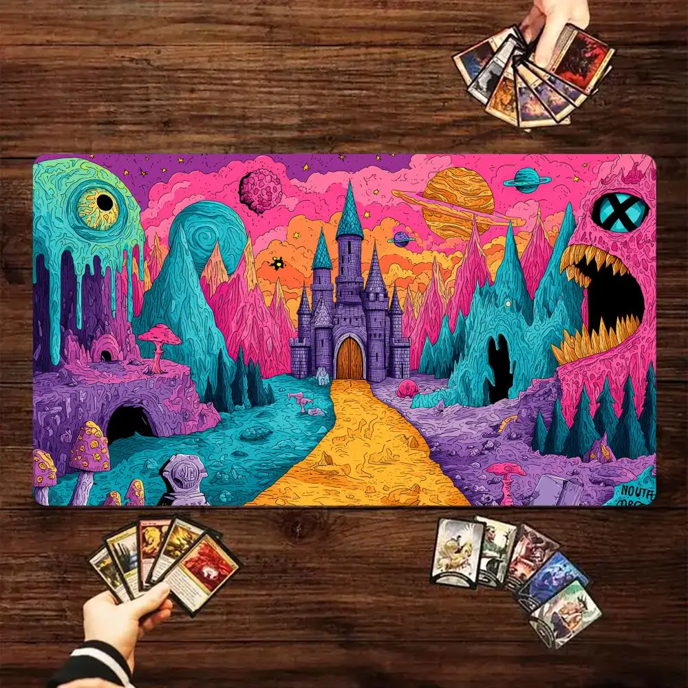 

Horror Psychedelic World Magic Card Battle Mat MTG Playmat Anti-slip Base 35X60CM gathering gaming mats Board Game Mat for TCG