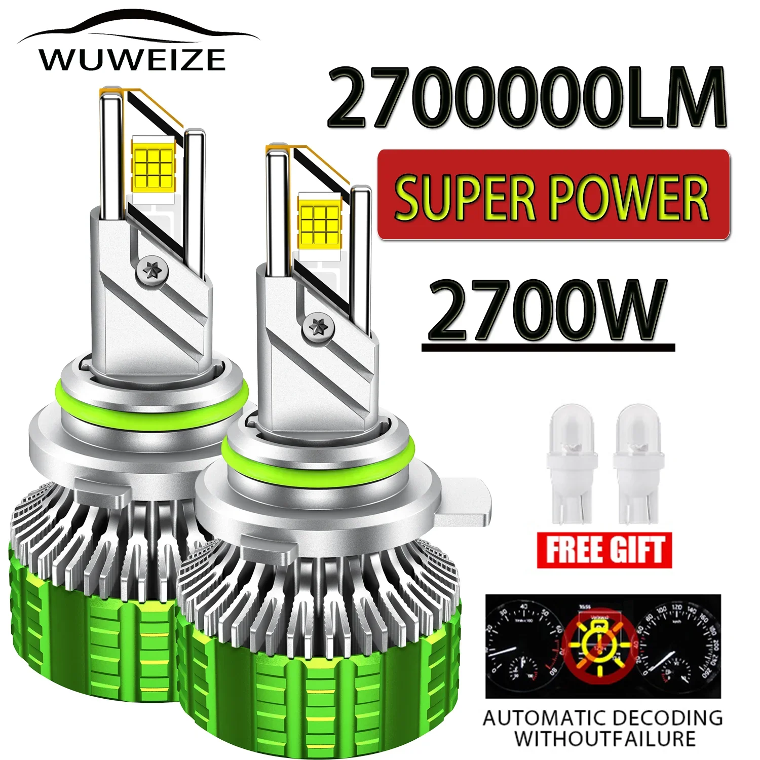 

WUWEIZE H11 H7 LED Canbus 2700000LM 6500K 2700W Car Headlamp Bulb Led Car 9005/HB3 9006/HB4 H1 H7 H4 H11 12V 24V 36V LED