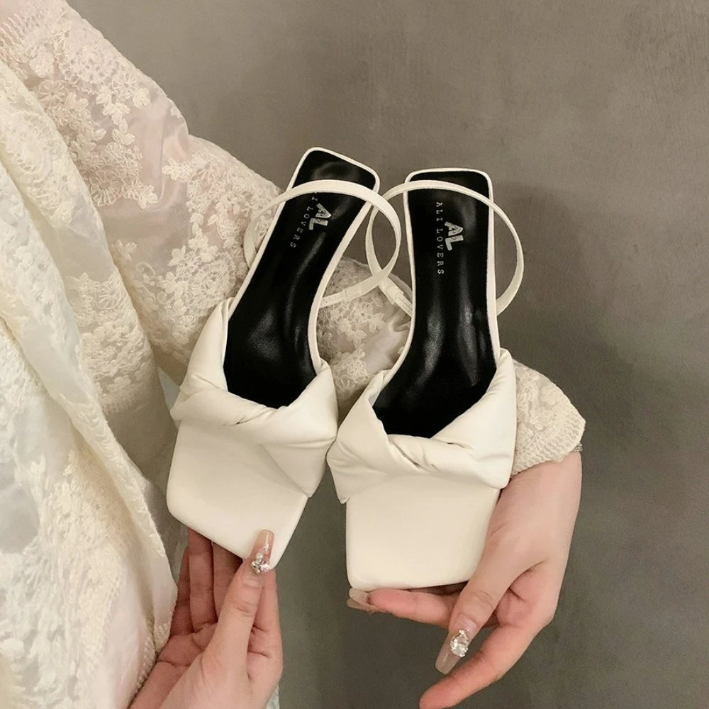 New Women's Summer Sandals Fashion Open Toe Square Head Low Heel Shoes Daily Versatile Minimal Commute Sandalias