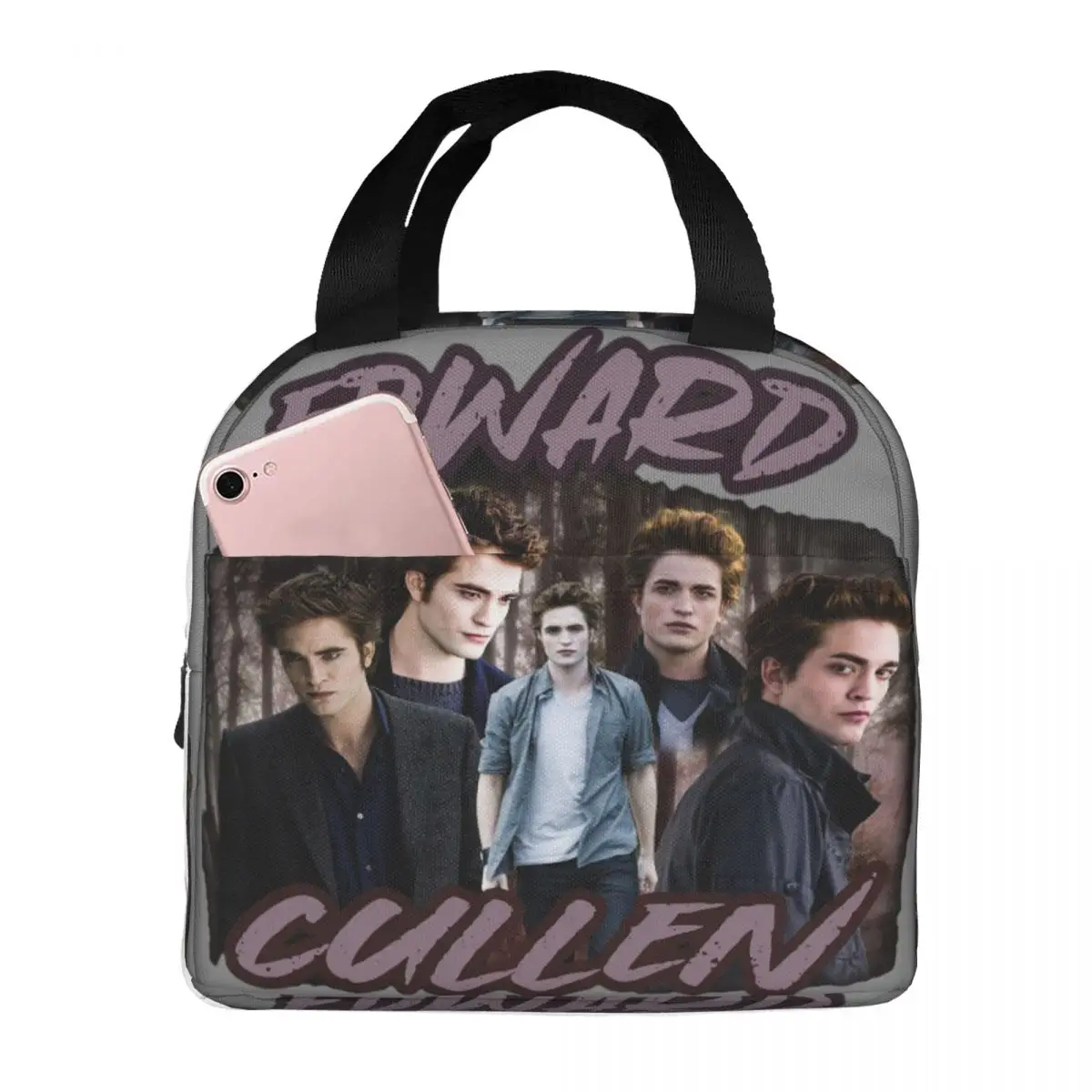 

Twilight Movie Edward Cullen Insulated Lunch Bags Cooler Bag Meal Container Portable Tote Lunch Box Bento Pouch Work Travel