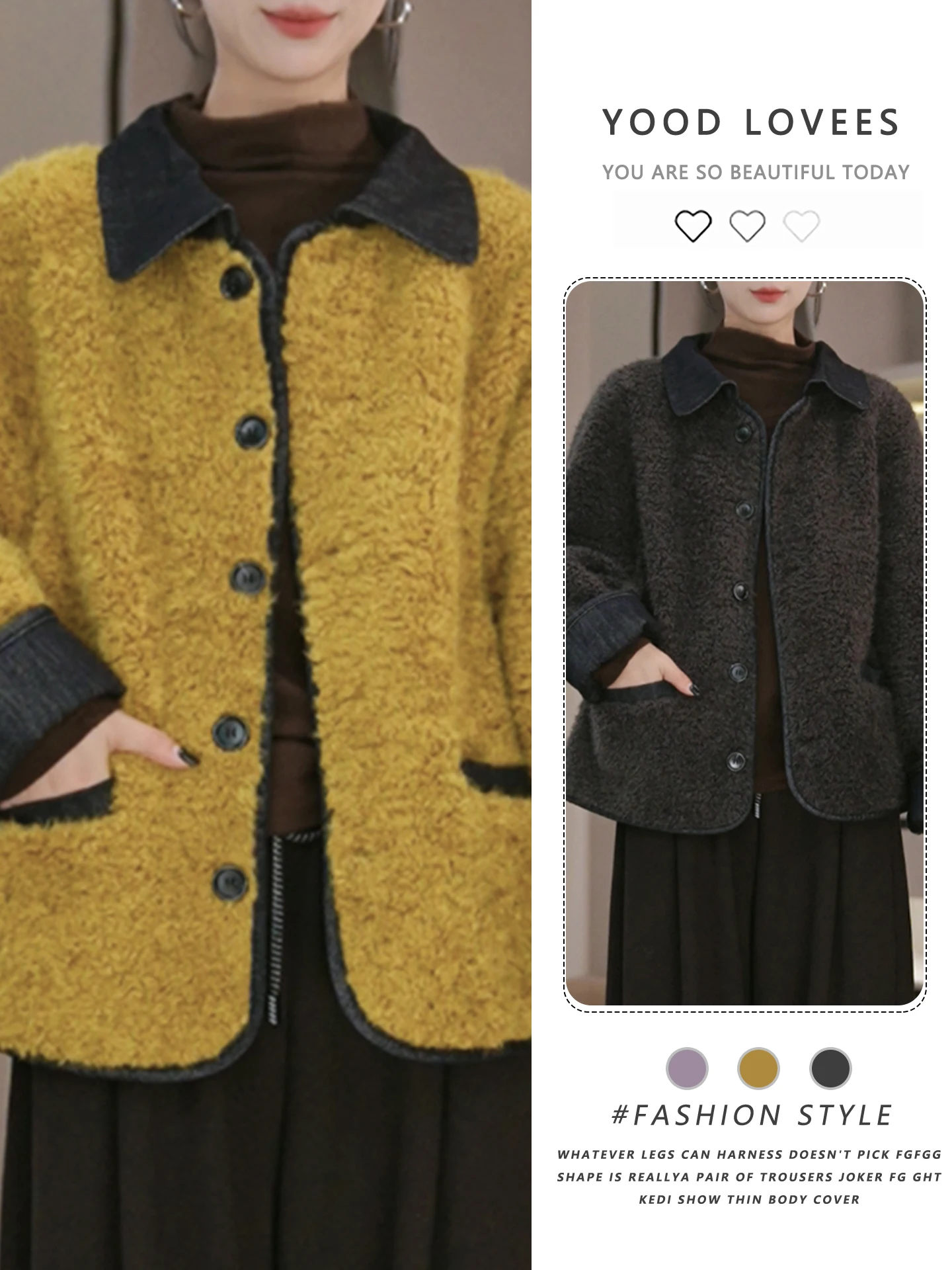 

Ретро-стильная плюшевая короткая куртка для женщин: мягкая, теплая, компактная, стройнящая, для повседневной носки, свободного кроя, с длинными рукавами, на пуговицах