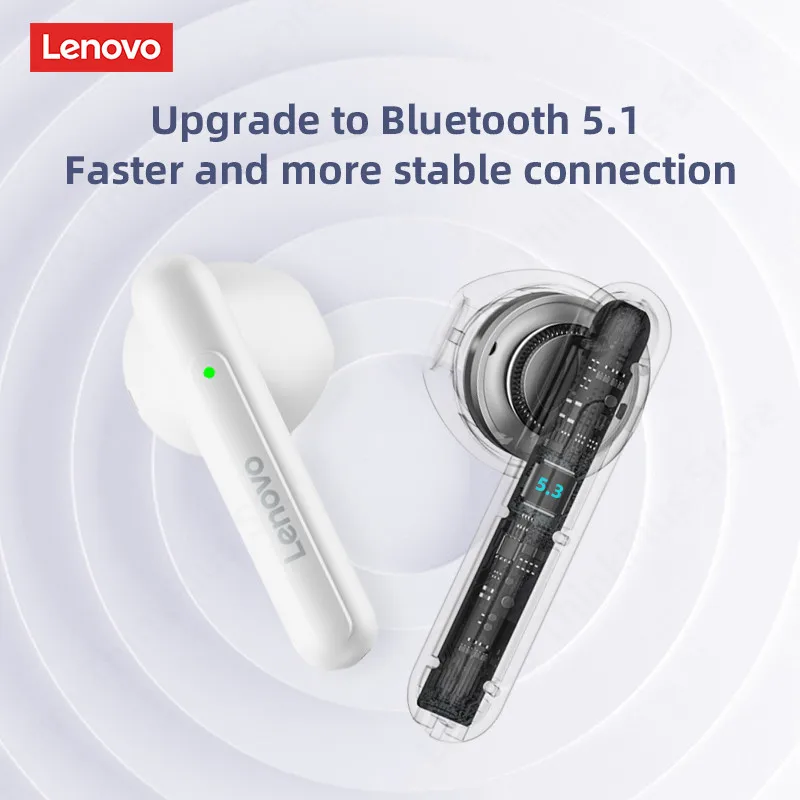 Lenovo LP1 PRO Bluetooth 5.1 TWS Lower Power Consumption Earphones 9D Strong Deep Bass Sound Headphones Touch Control Headset