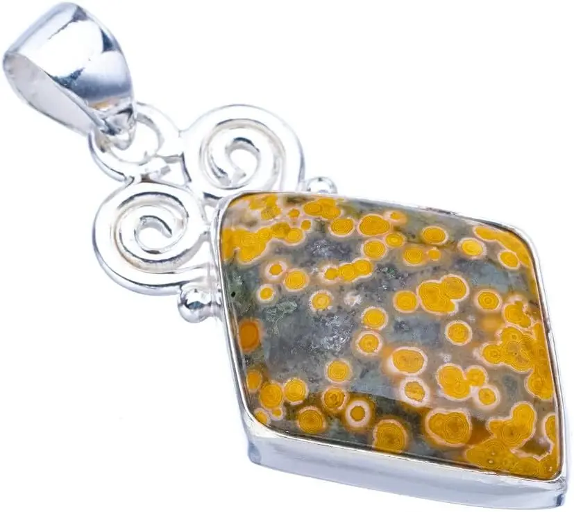 

Подвеска Hesy из стерлингового серебра 925 пробы ручной работы с натуральной океанской яшмой 1,75 дюйма F4235