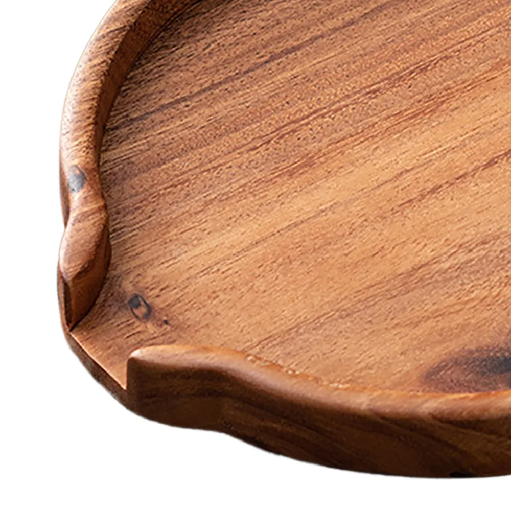 U Shaped Opening Wooden Tea Tray Round Shape Durable Round Wooden Tray Multifunction Design Wooden Serving Tray For Tea Serving