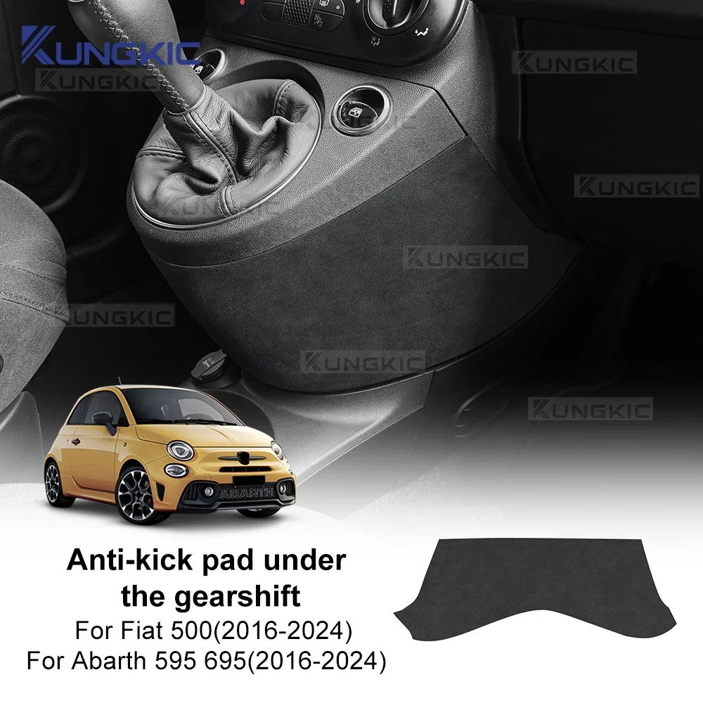 Top Suede Sticker For Fiat 500 Abarth 595/695 2016-2024 LHD RHD Car Anti-kick Pad Under Gear Shift Interior Trim Accessories