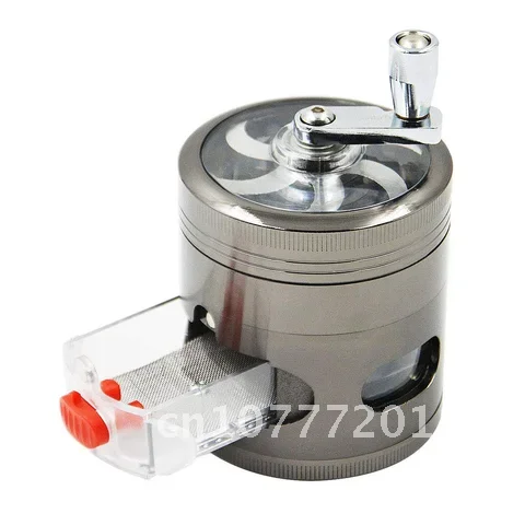 

Herb Grinder Smoke Crusher Crank Pollinator Spice Grinder Hand Cranked Clear Top Grinder with Drawer 4 Layers New