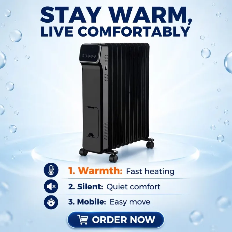 Airo Touch Control Electric Radiator Heater with Adjustable Thermostat Tip-Over & Overheat Protection Household Use 220V