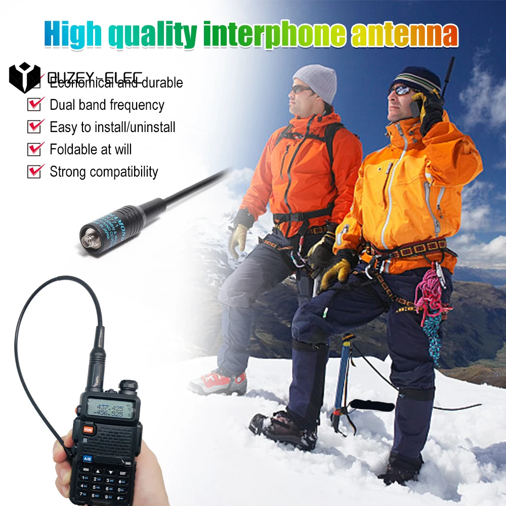 NA-771 banda dual de alta ganancia antena de látigo suave para uv5r serie 888s antena de intercomunicación de mano 2 vías de radio antena SMA hembra