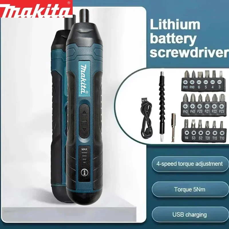Furadeira Elétrica Portátil Makita, 2pcs/20pcs/105pcs, 1300mAh, Ferramenta de Reparo com Torque Ajustável