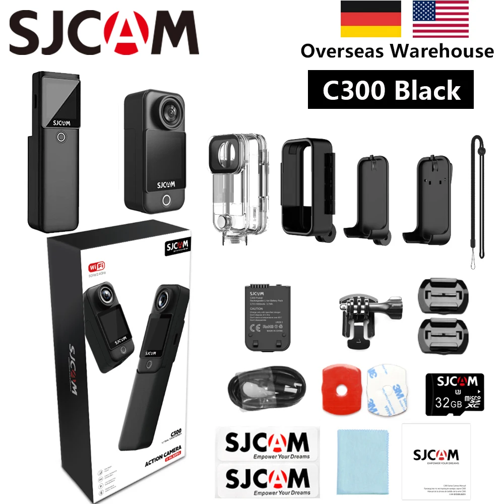 SJCAM C300 Pocket Action Camera Vlogging Combo Waterproof with Fixed Bracket Long Battery Professional Shooting Fast Delivery