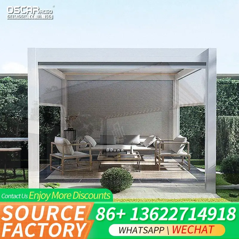 

Несколько сценариев с ручным управлением, выдвижной павильон с жалюзи, моторизованная электрическая садовая тень для бала на заднем дворе