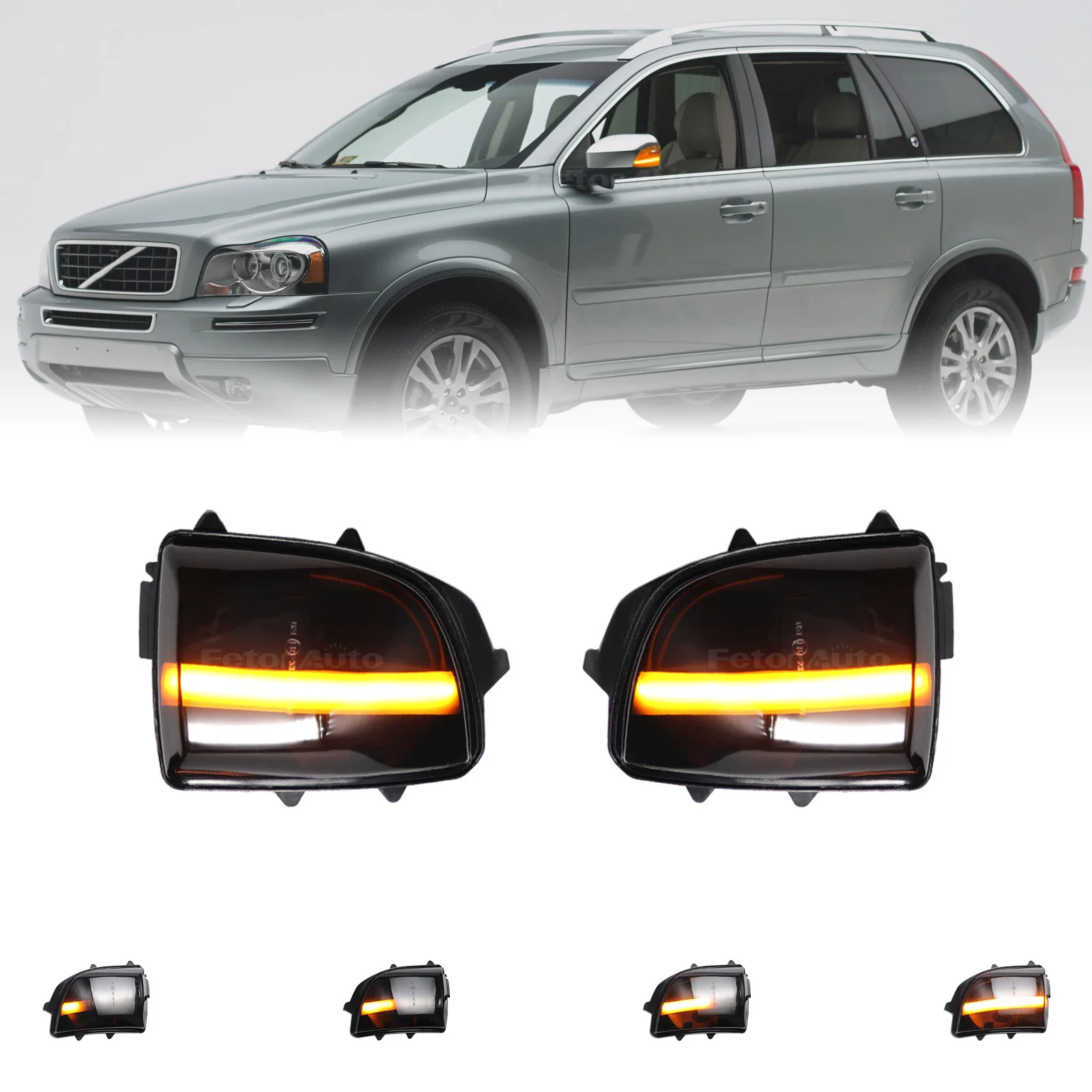 LED Side Wing Door Side Mirror Dynamic Turn Signal Light LED Flashing Indicator for Volvo XC70 XC90 2007-2014