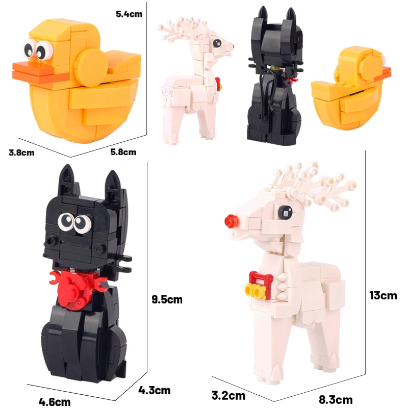 MOC City Animal Zoo Building Blocks Street View Figure Cat Duck White Deer Elk Pets Accessories Friends Home DIY Bricks Toy Gift