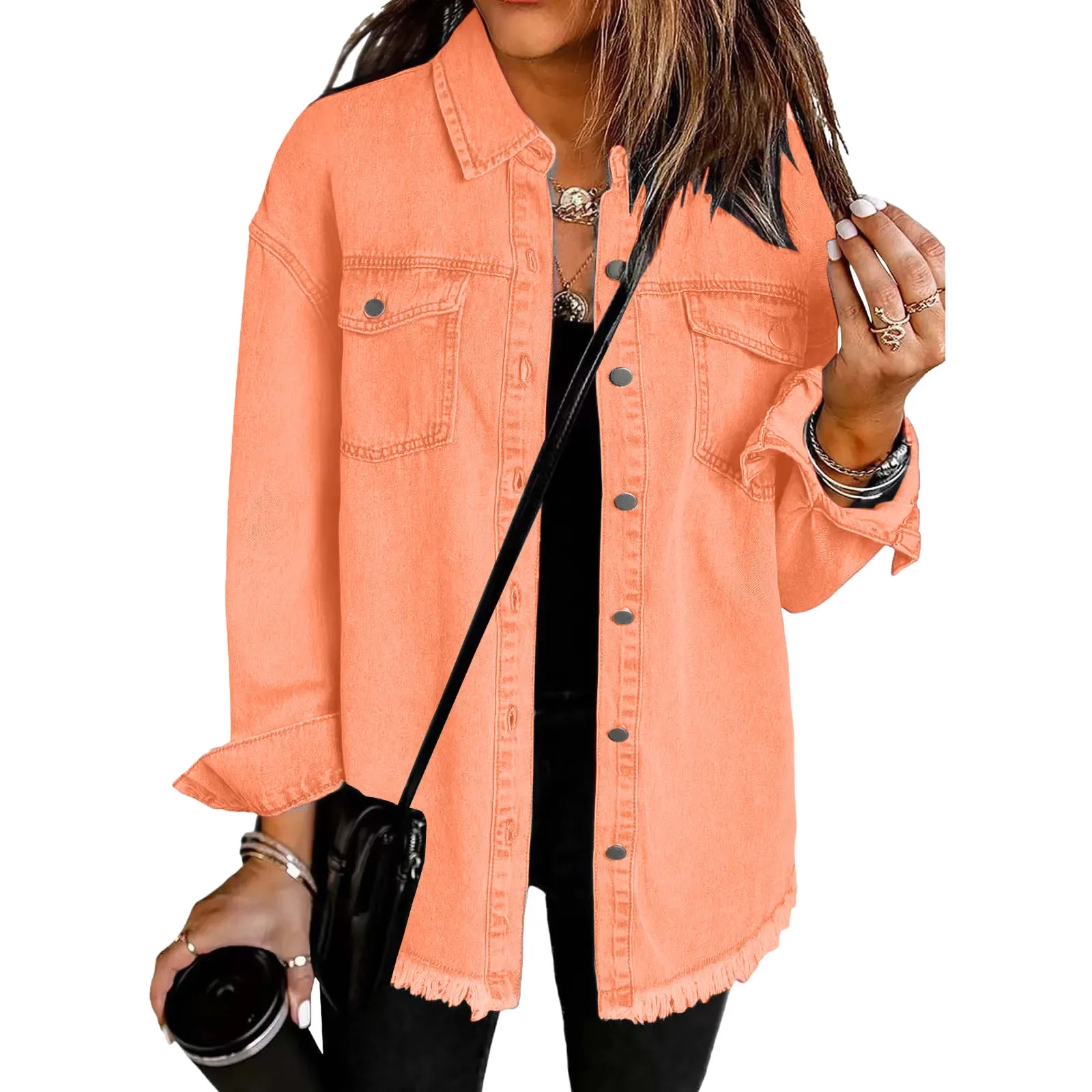 

Women Fashion Washed Denim Jacket Autumn Winter Personality Street Coat 2025 Trendy Street Outdoor Casual Versatile Clothing