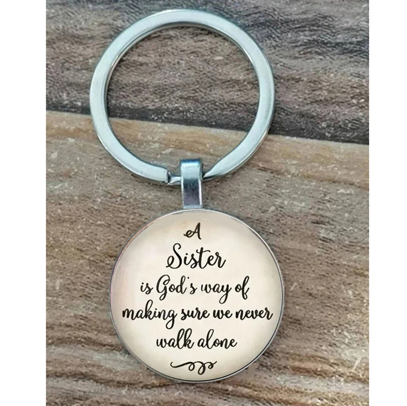 A Sister Is God's Way Of Making Sure We Never Walk Alone Time Stone Keychain, Ideal choice for Gifts