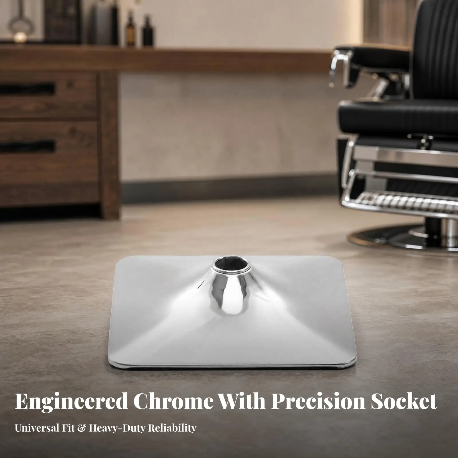 Industrial Square Base Plate for Barber Chair Swivel Metal Stool Bottom Bracket Polished Chrome Furniture Mount Hardware