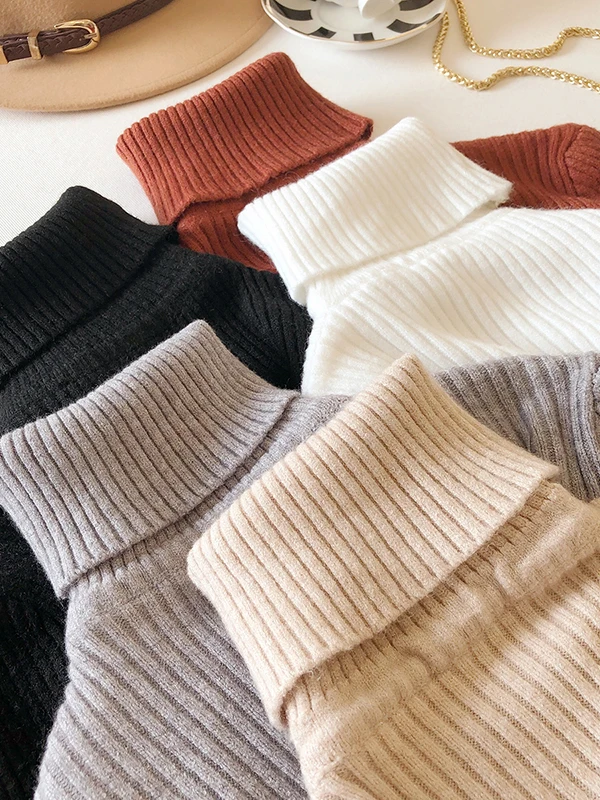 

Теплый вязаный свитер с высоким воротником для женщин, базовая модель для повседневной носки, для взрослых