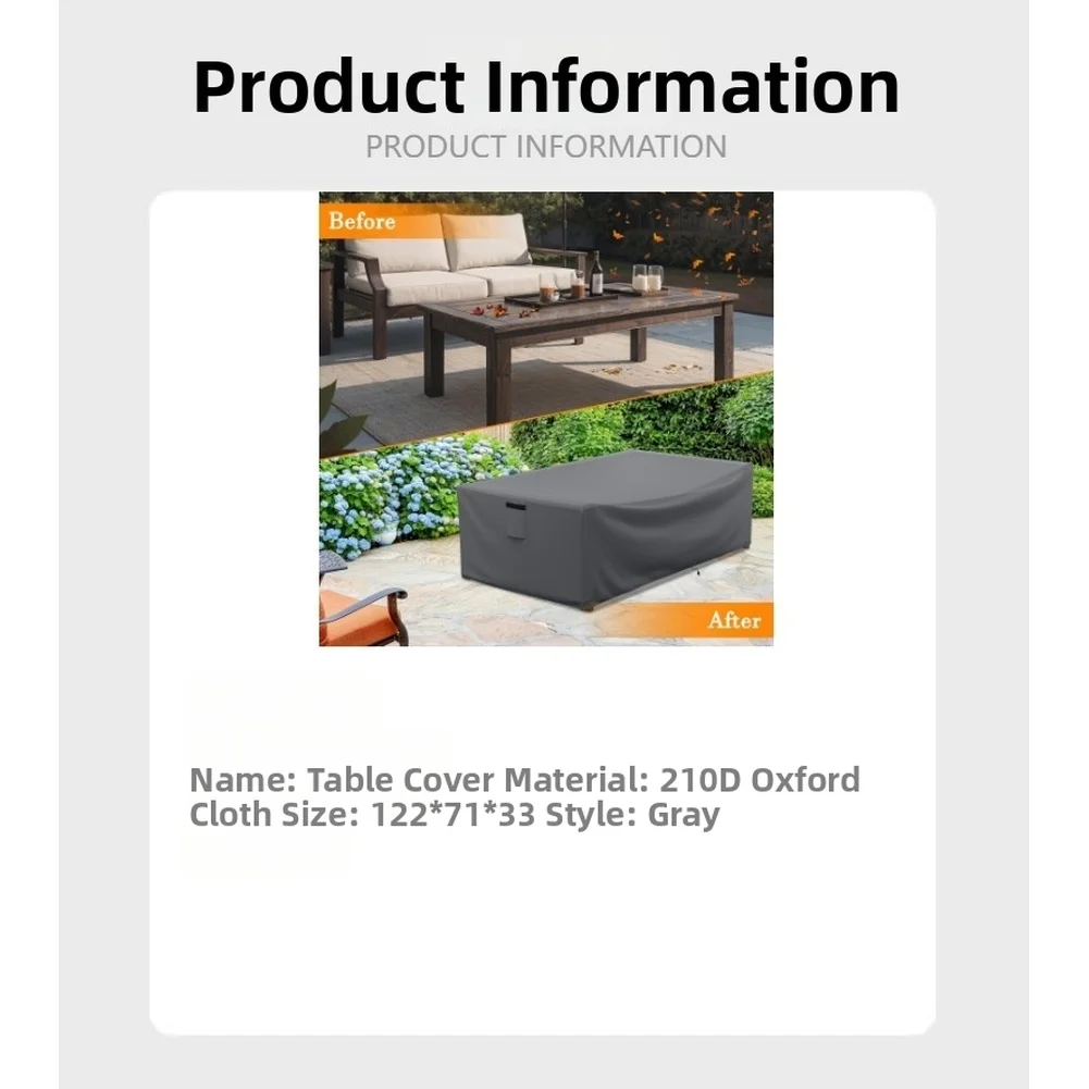 Outdoor Table Cover Constructed from Waterproof Oxford Cloth to Resist Rain Penetration Snow Load UV Fading and Dust Settling