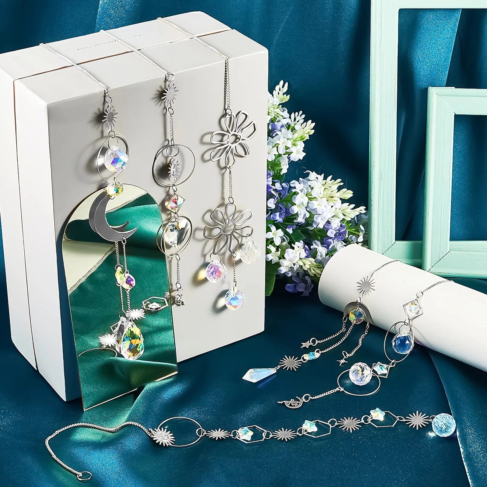 16 قطعة بلورات sunالماسك معلقة الشمس الماسك حديقة معلقة بلورات المنشور ضوء الماسك كريستال نافذة الشمس الماسك الثريا