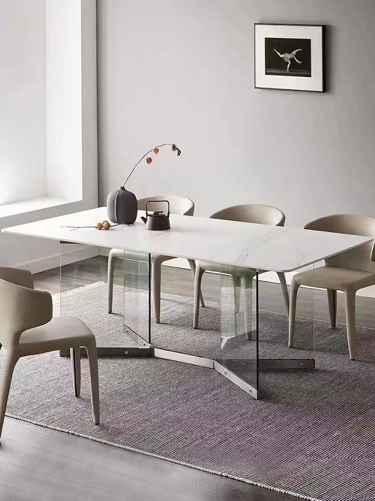 Bright slate dining table Fiona Fang dual-purpose luxury telescopic modern multifunctional table and chair combination