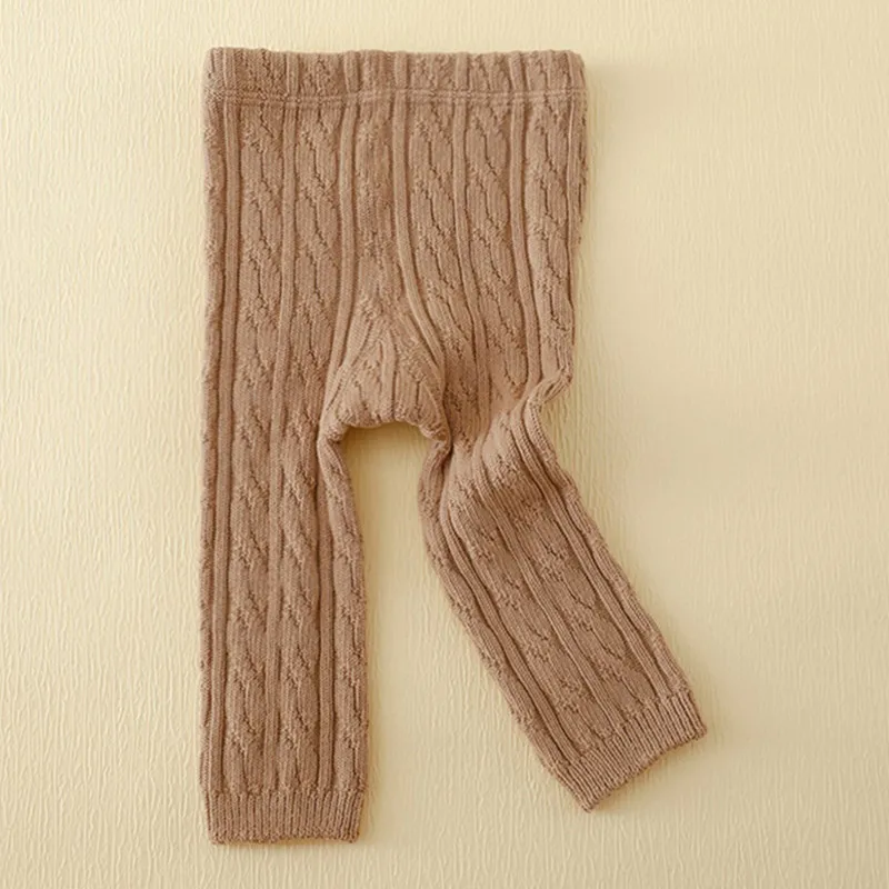 Baby Knit Pants Autumn Winter Clothes Soft Elastic Waist Thickened Solid Color Pants Bottoms Baby Items Clothing