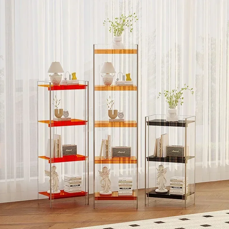 

Ins Style New Floor Style Luxury Showcase 3-Layer Transparent Display Cabinet Acrylic Storage Rack Bookcase living room Wall