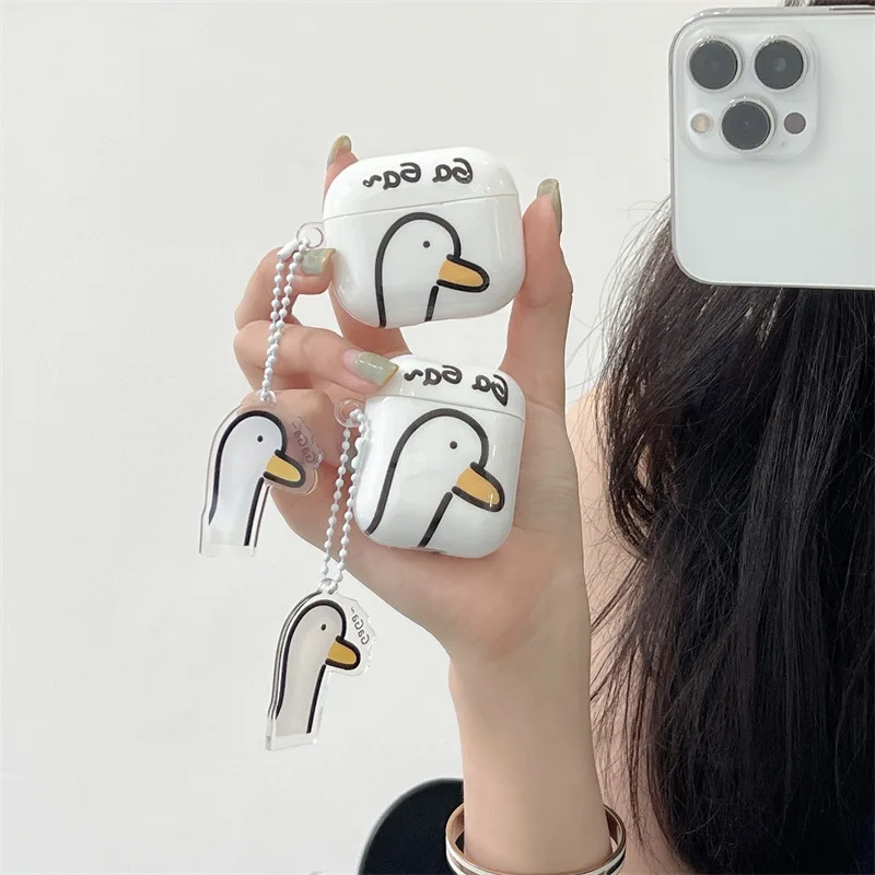 

Чехол для Airpods Pro 3, защитный чехол из ТПУ с милой уткой, 3D чехол для наушников Airpods 4 3 2 1 с брелоком для детей Funda