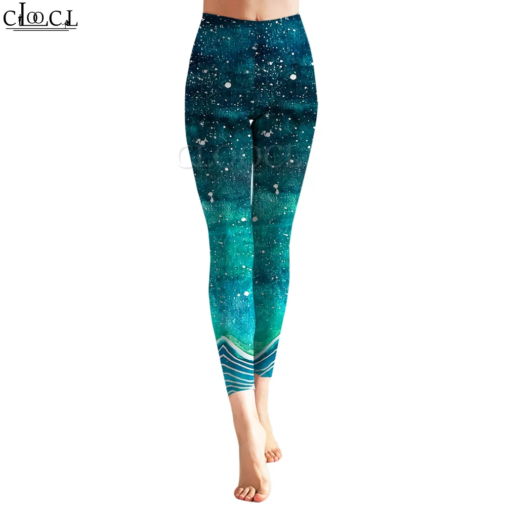 

CLOOCL Women Legging Starry Sea Pattern 3D Printed Trousers High Waist Buttocks Stretch Fitness Sports Leggings Shaping Exercise