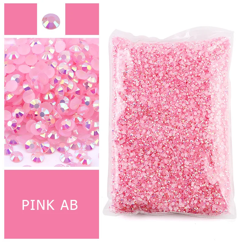 Großhandel Jelly Color AB Transparente AB 2mm, 3mm, 4mm, 5mm Facetten Flache Rückseite Harz-Strass für Nagelkunst und Kleidungsdekoration – Detail 4