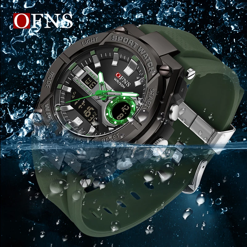 OFNS Brand s3123 New Men\'s Watch Waterproof Quartz Electronic Watch Sport Military LED Digital Men\'s Watch Relios Masculino 2024