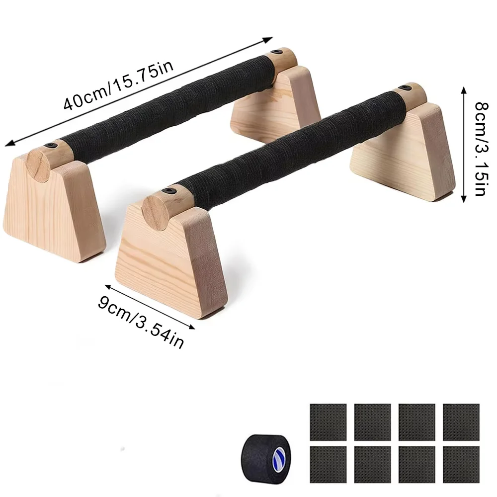 1 paar houten push-up bar, voor thuistraining parallettes bars, push-up standaard oefenapparatuur handstandblokken voor mannen en vrouwen