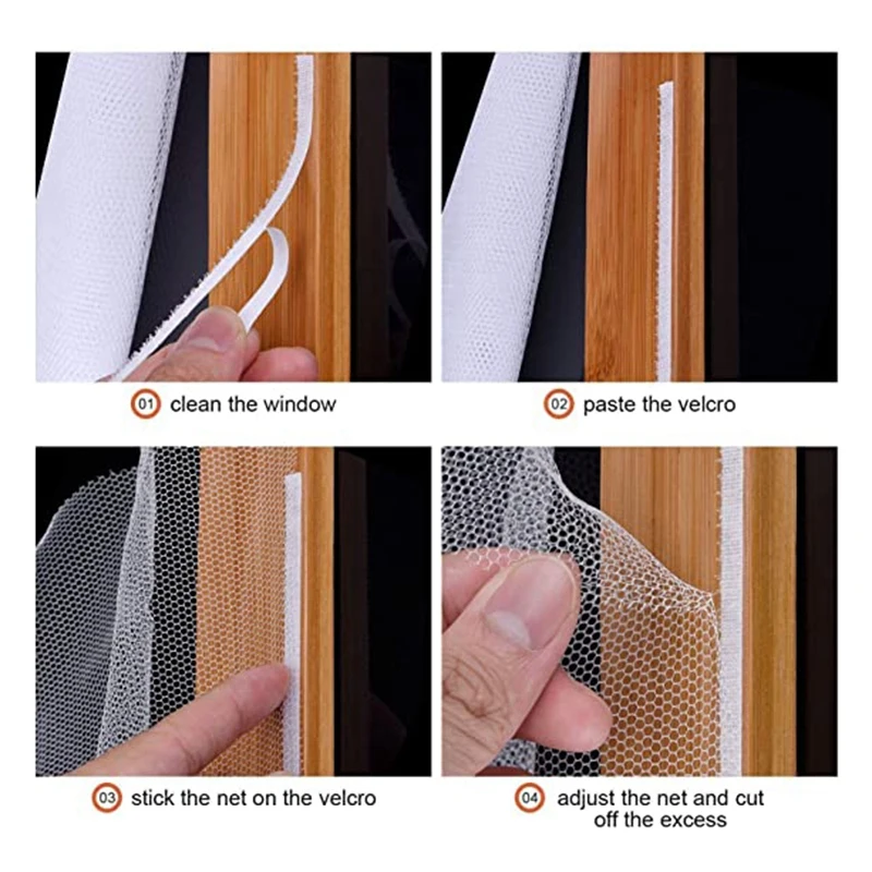 NettingMosquito Net voor raam, 3 stuks Fly Window Screen Mesh Insectennet Mosquito Protector en 3 rollen zelfklevende tapes