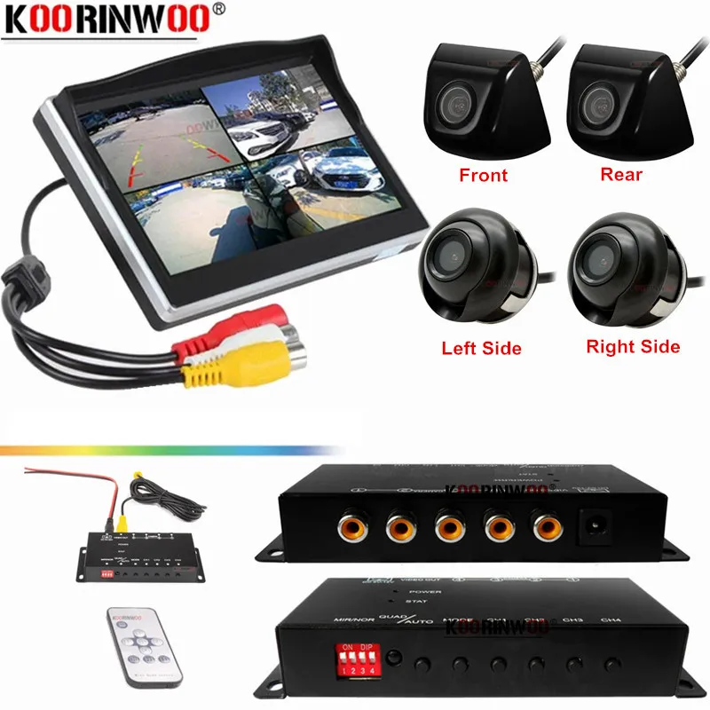 OOWLIVEE All for 1 real 360 Around view Switch Combiner 4 Channels Left Right Front Camera ways With Car Monitor For DVD Android
