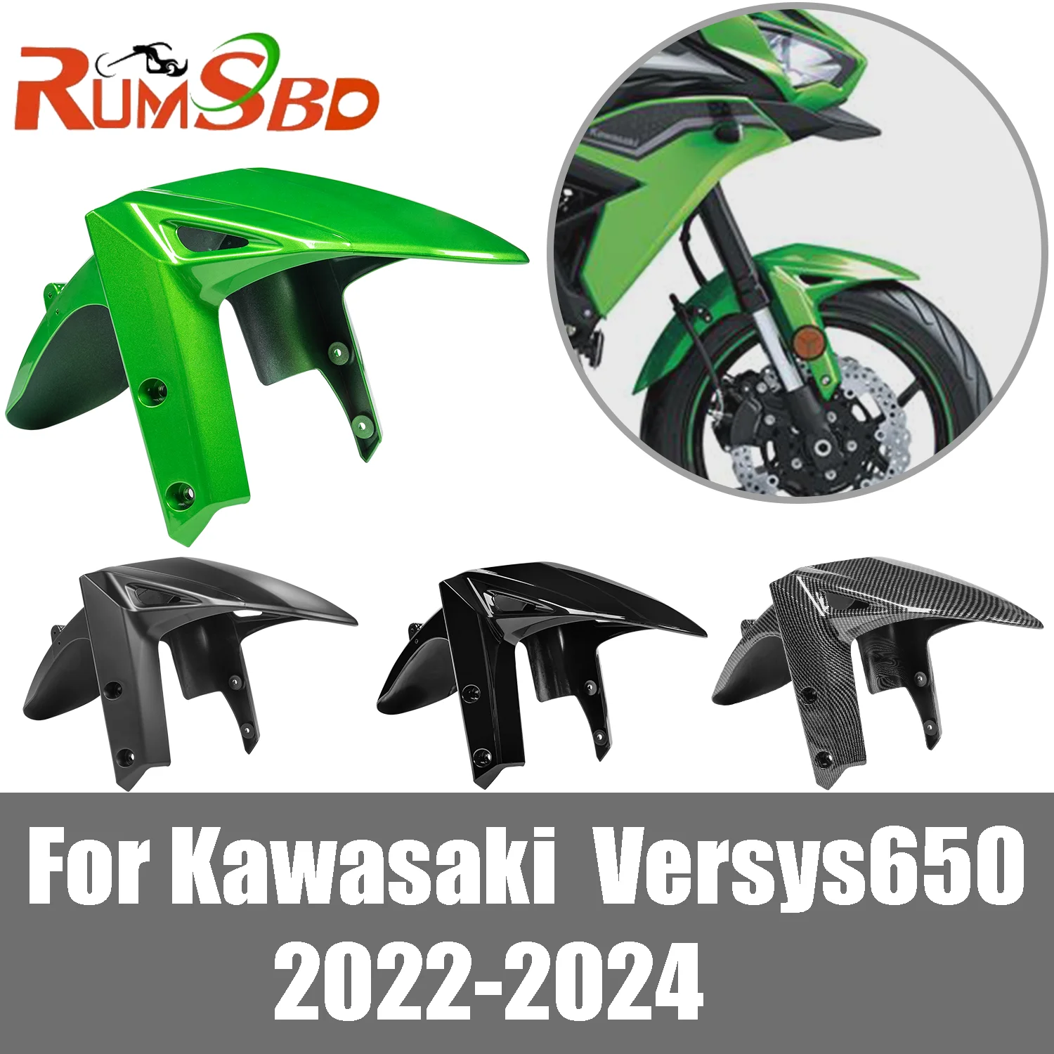 For Kawasaki Versys650 2022-2024 Motorcycle Front Wheel Mudguard Fender Versys 650 2023 Splash Guard Cover Accessories