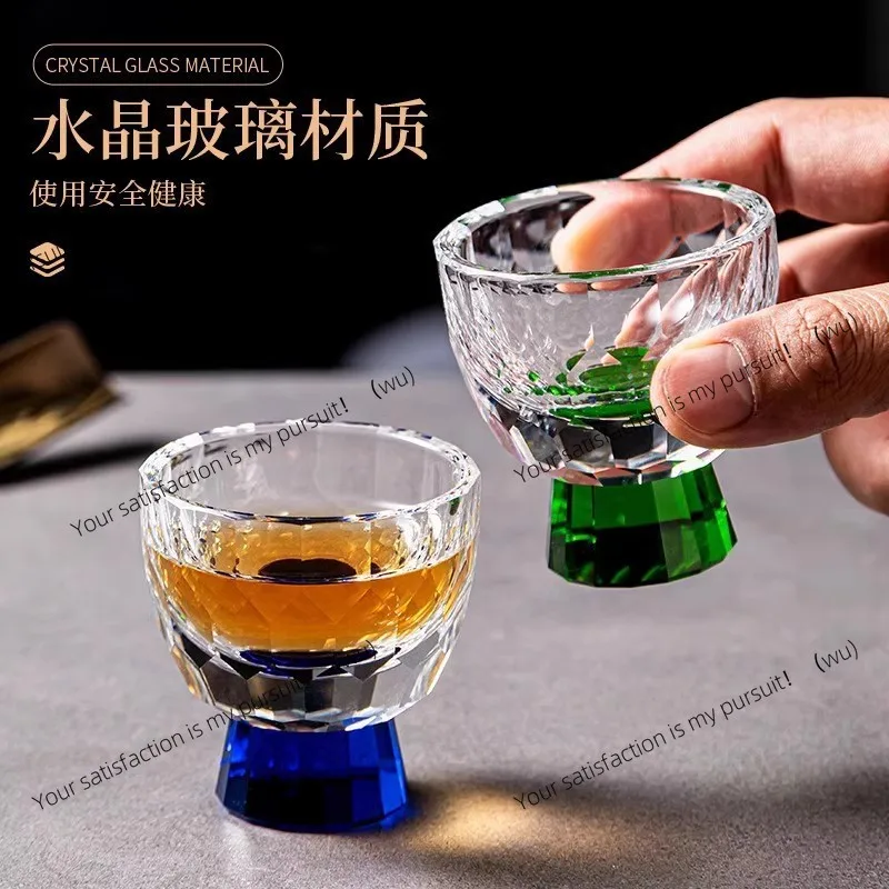 Light luxury diamond faceted tea cup, crystal glass anti-scalding tea set